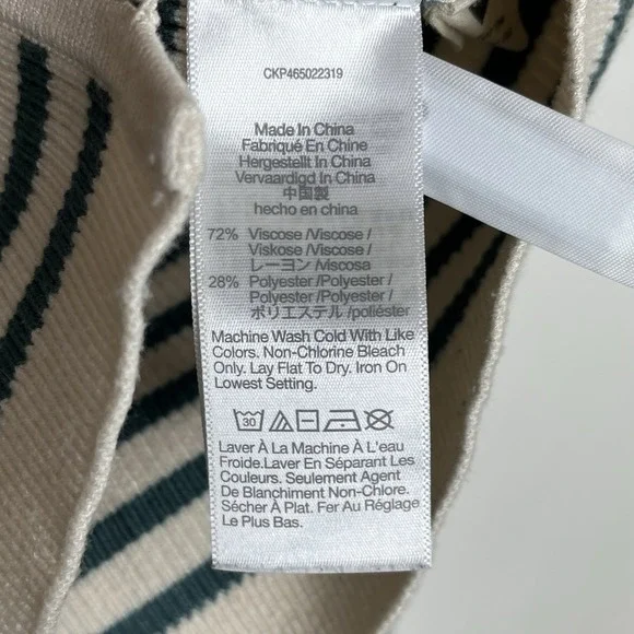 Madewell Ribbed Button Up Knit Top Cream Green Striped Womens XS Long Sleeve - Picture 5 of 7